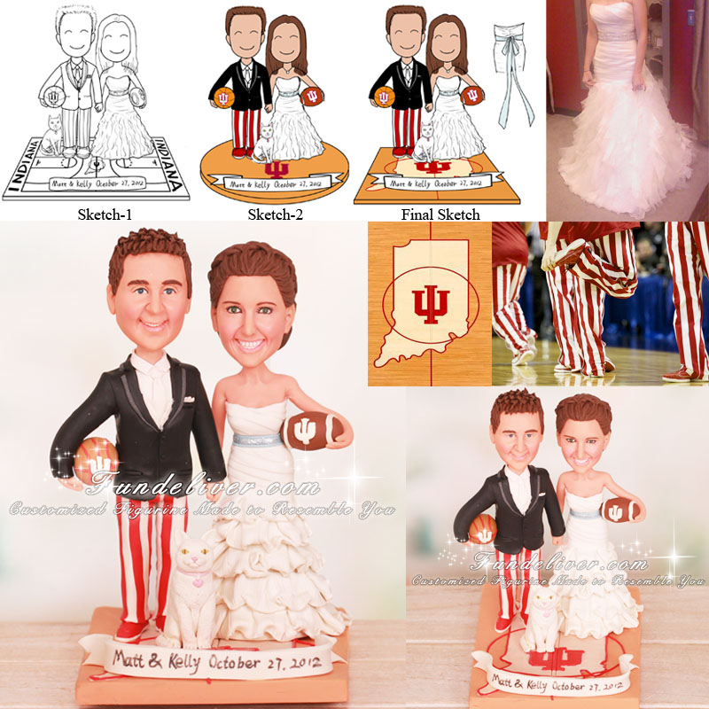 Indiana University IU Sport Theme Wedding Cake Toppers